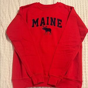 Maine Red Crewneck Sweater with Moose Design
